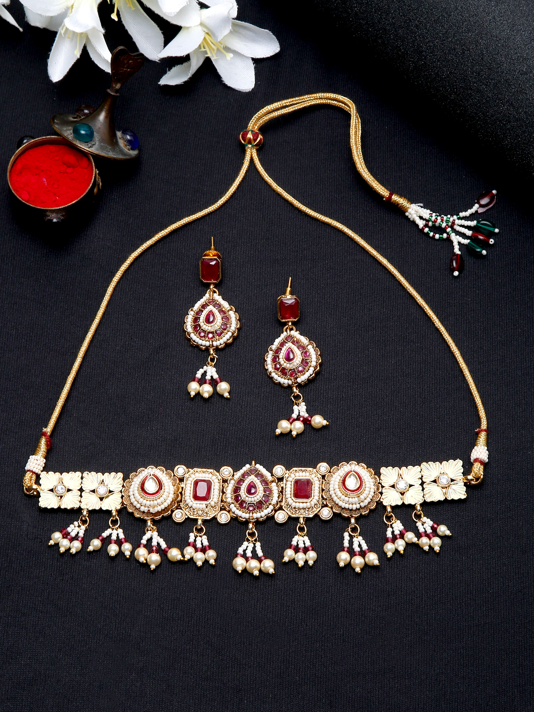 YouBella Jewellery Celebrity Inspired Gold Plated Necklace Jewellery Set for Girls and Women